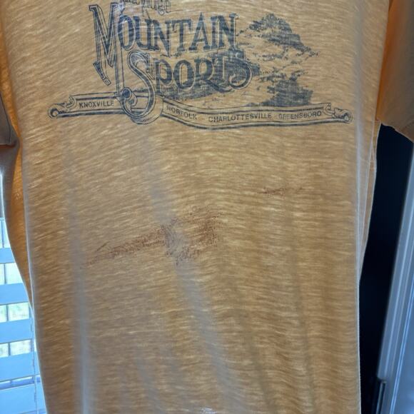 Vintage Paper Thin Distressed Worn Burnout T-Shirt Size L 1980s Yellow Mountain - Picture 3 of 6